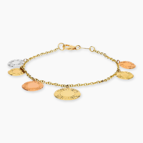 Bransoletka z elementami w trzech kolorach złota 585