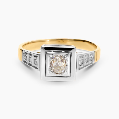 Pierścionek z dwukolorowego złota 585 z brylantami 0,52 ct