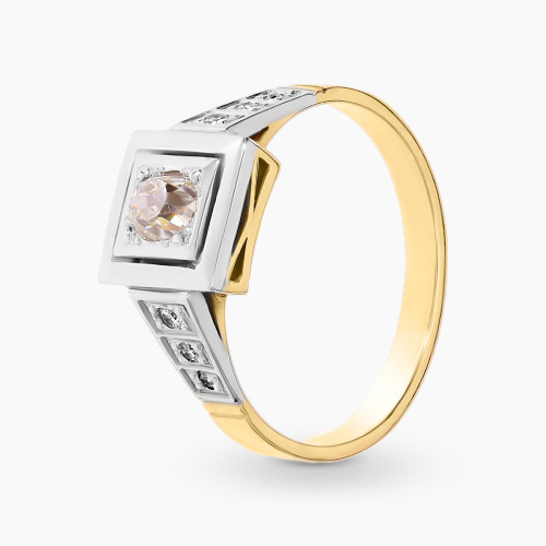 Pierścionek z dwukolorowego złota 585 z brylantami 0,52 ct
