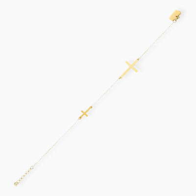 Bransoletka celebrytka żółte złoto 585 z krzyżykami 2