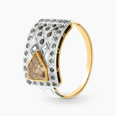 Pierścionek z żółtego i białego palladowego złota 585 z...