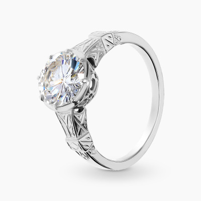 Pierścionek z białego złota 585 z brylantem 1,77 ct