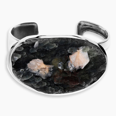 Bransoletka srebrna z okazałym czarnym chalcedonem