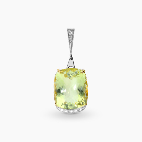 Zawieszka złota z  okazałym cytrynem 27,83 ct i brylantami 0,08 ct