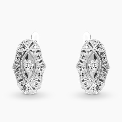 Kolczyki Art Déco z białego złota 585 z brylantami 0,29 ct