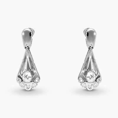 Kolczyki wiszące z białego złota 585 z brylantami 0,51 ct