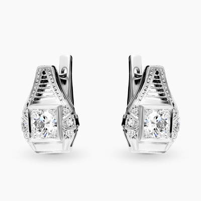 Kolczyki z białego złota 585 z brylantami 1,21 ct IF, Vs/ H