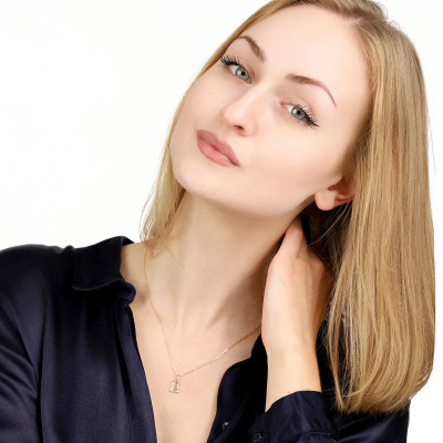 Zawieszka żółte złoto 585 literka K z cyrkoniami 2