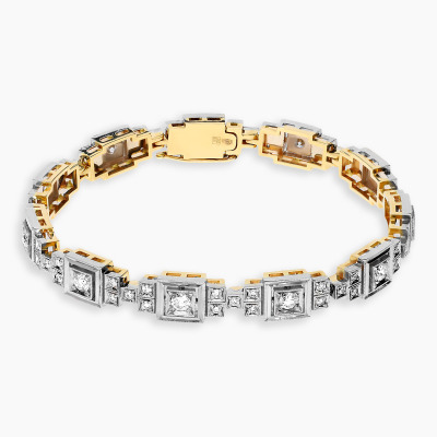 Bransoletka Art Déco z dwukolorowego złota 585 i...