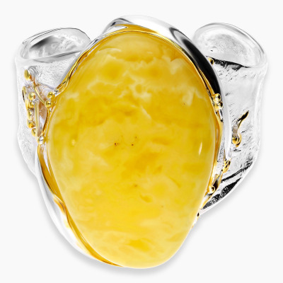 Bransoletka srebrna z okazałym żółtym bursztynem 2