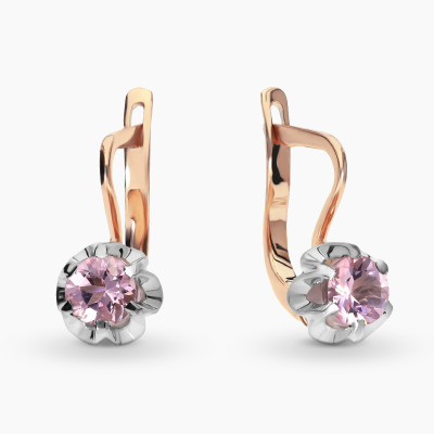 Kolczyki z różowego i białego złota 585 z morganitami... 2
