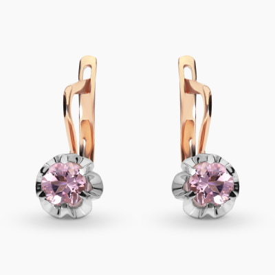 Kolczyki z różowego i białego złota 585 z morganitami...