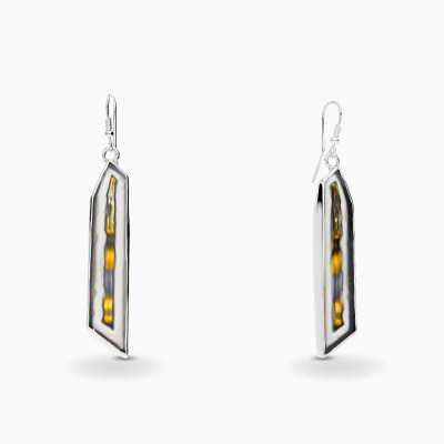 Kolczyki wiszące  z agatem w srebrnej oprawie 2