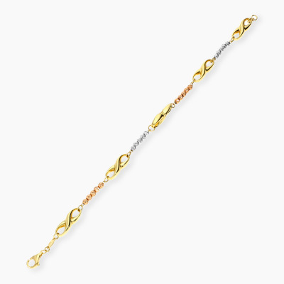 Bransoletka w trzech kolorach złota 585 diamentowane... 2