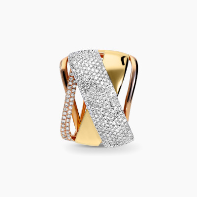 Zawieszka w trzech kolorach złota z brylantami 0,73 ct