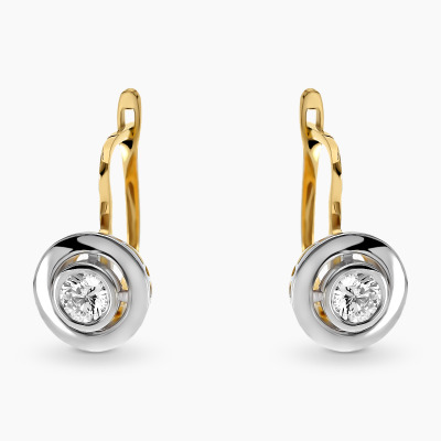 Kolczyki białe i żółte złoto 585 z brylantami 0,40 ct Vs/G