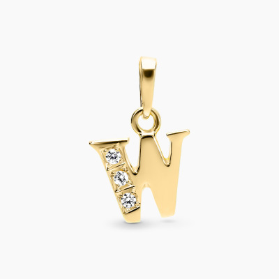 Zawieszka żółte złoto 585 literka W z cyrkoniami