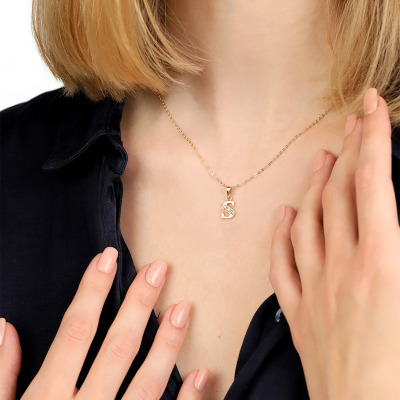 Zawieszka żółte złoto 585 literka S z cyrkoniami 2