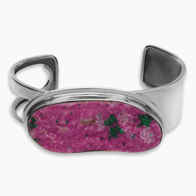 Bransoletka srebrna szeroka z owalnym kobaltem różowym