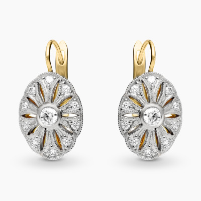 Kolczyki złote 585 w stylu retro z brylantami 0,72 ct...