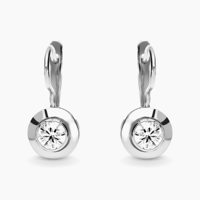 Kolczyki klasyczne z białego złota 585 z brylantami 0,8 ct