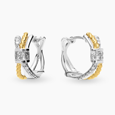 Kolczyki z dwukolorowego złota 750 z brylantami 2