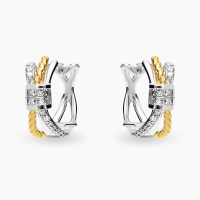 Kolczyki z dwukolorowego złota 750 z brylantami