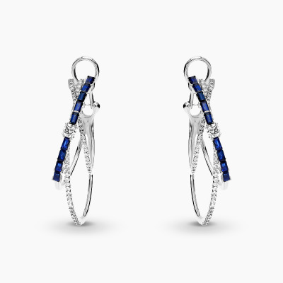 Kolczyki wiszące z białego złota 750 z brylantami i...