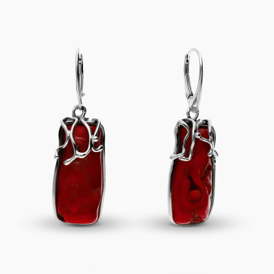 Kolczyki srebrne wiszące z koralami 2