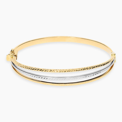 Bransoletka dwukolorowe złoto 585 diamentowana sztywna