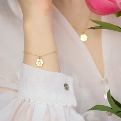 Zawieszka Flower Garden srebrna pozłacana z kwiatem 2