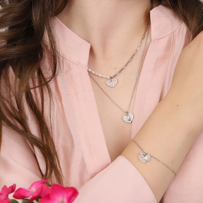 Naszyjnik Flower Garden srebrny platynowany splot ankier... 2