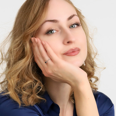 Pierścionek Siena z białego złota 585 z czarnym diamentem... 2