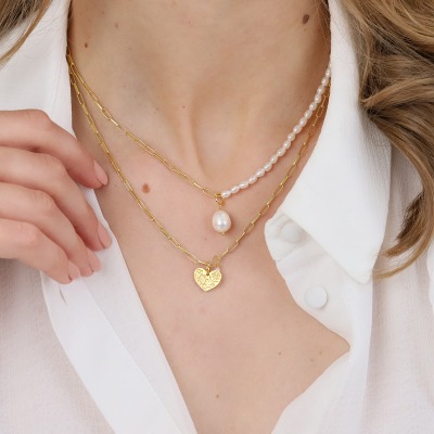 Naszyjnik Flower Garden srebrny pozłacany splot ankier z... 2