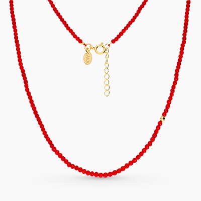 Naszyjnik Sphere srebrny z pozłacaną kulką i naturalnymi...