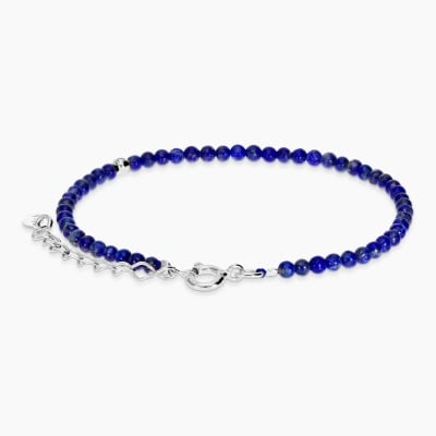 Bransoletka Sphere srebrna z kulką i naturalnym lapis lazuli