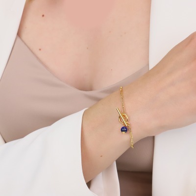 Bransoletka Sphere srebrna pozłacana splot ankier z... 2