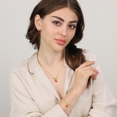 Zawieszka Sphere srebrna pozłacana charms z koralem 2