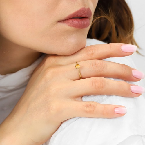 Pierścionek Sorrento z żółtego złota 585 z cytrynem 0,50 ct