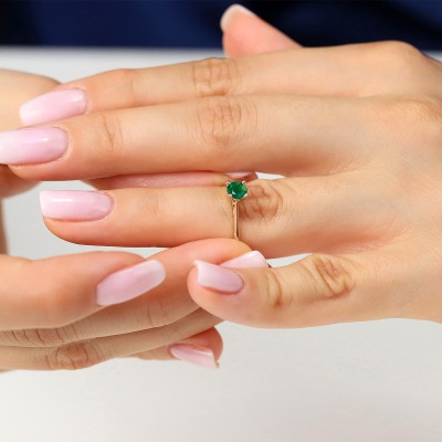 Pierścionek Sorrento z różowego złota 585 ze szmaragdem... 2