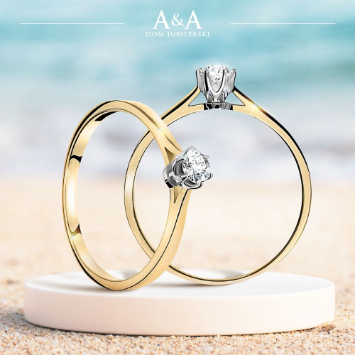 Pierścionek zaręczynowy Vicenza białe i żółte złoto 585 z cyrkonią  1,31 g