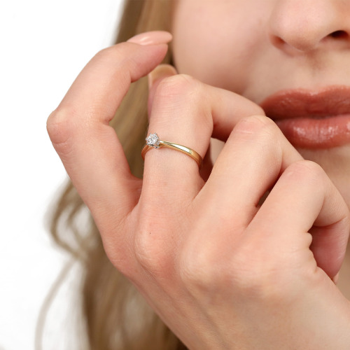 Pierścionek zaręczynowy Vicenza białe i żółte złoto 585 z cyrkonią  1,31 g