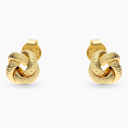 Kolczyki diamentowane na sztyft z żółtego złota 585 supełki