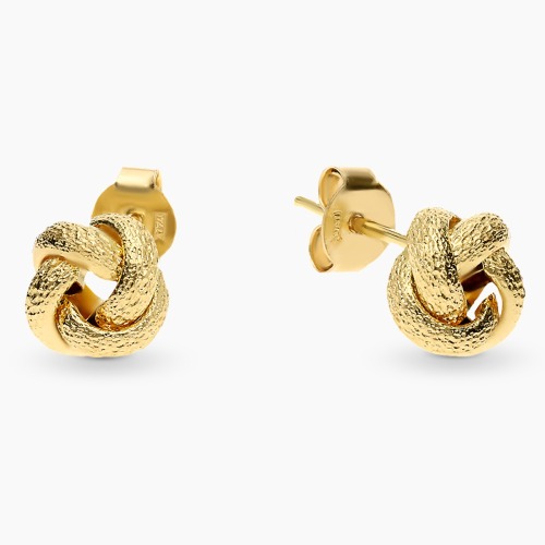 Kolczyki diamentowane na sztyft z żółtego złota 585 supełki