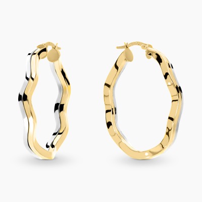 Kolczyki nieregularne koła dwukolorowe złoto 585 2