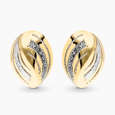 Kolczyki wiszące z dwukolorowego złota 585 diamentowane