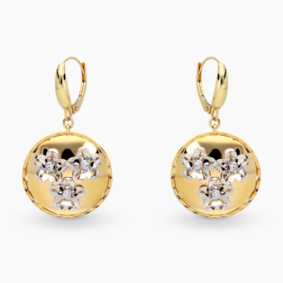 Kolczyki wiszące z żółtego i białego złota 585 z...