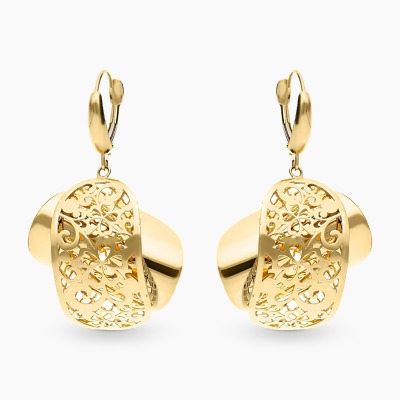 Kolczyki z żółtego złota 585 ażurowe asymetryczne 2