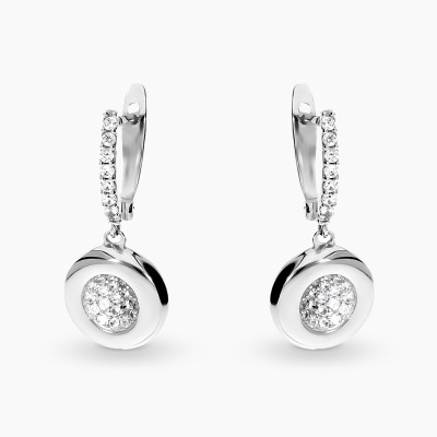 Kolczyki wiszące z białego złota 585 z cyrkoniami