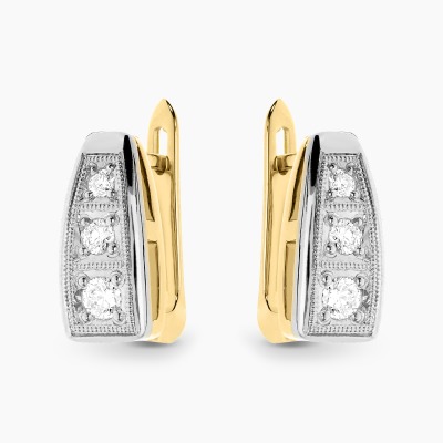 Kolczyki retro żółte i białe złoto 585 z brylantami 0,32...